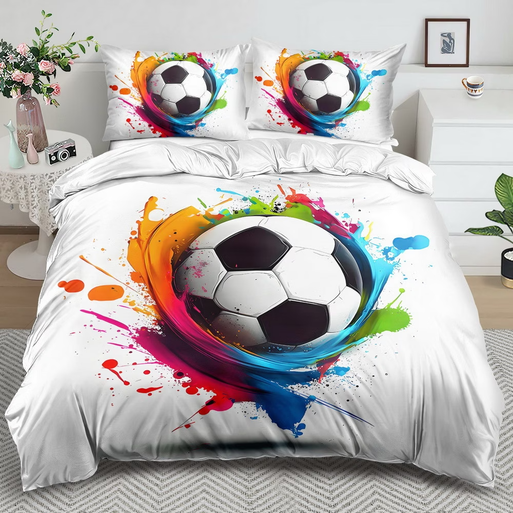 Sports bedroom makeover bedding