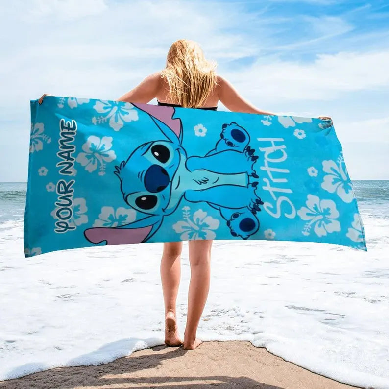 Stitch Aloha Beach Towel, Personalized Beach Towel, Stitch Bath Towel, Disney Beach Towel, Summer Beach Towel, Funny Stitch Love Gift