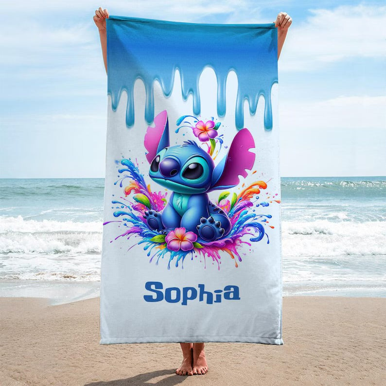 Stitch Beach Towel, Stitch Towel, Custom Beach Towel, Ohana Means Family Towel, Stitch Towel, Stitch Bath Towel, Disney Stitch Towel