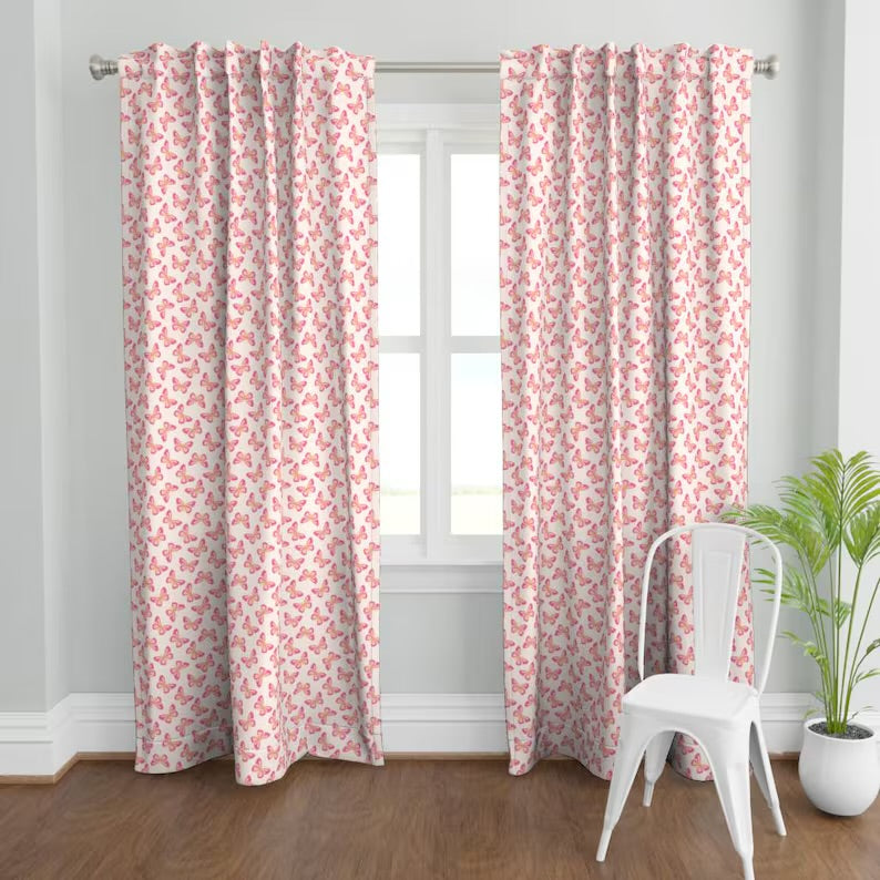 Summer Curtain Panel - Insects Butterfly Girly Whimsical Kids Custom Curtain Panel