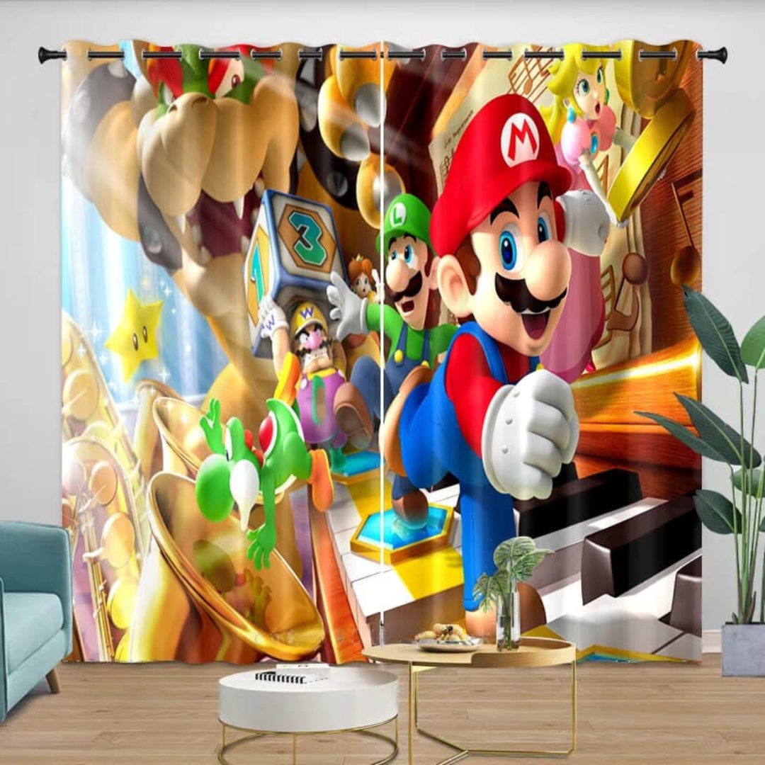 Thermal insulated Super Mario kids room drapes