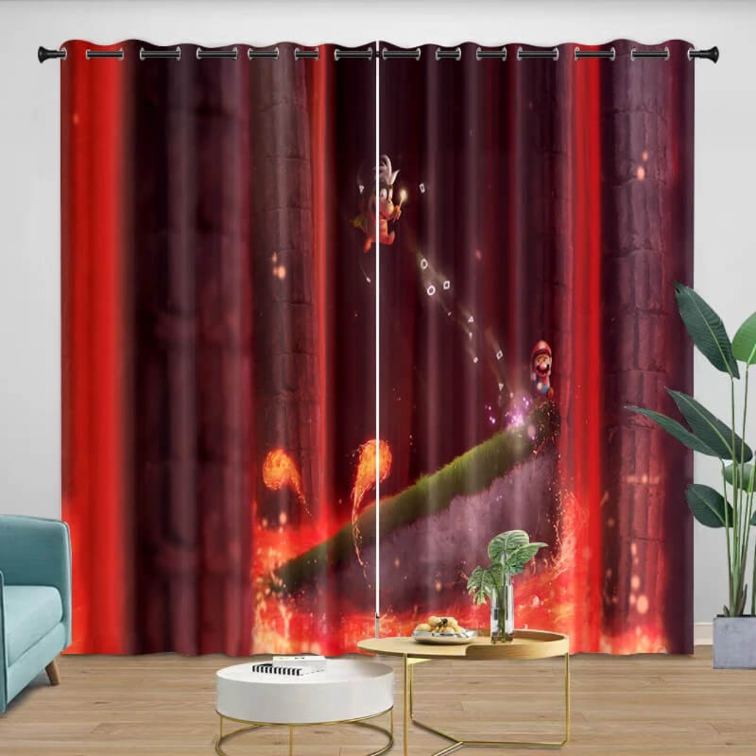 Super Mario character window drapes for kids