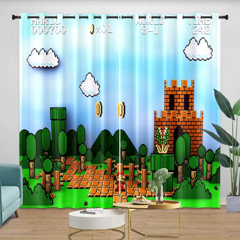 Mario and Luigi cartoon blackout drapes for kids