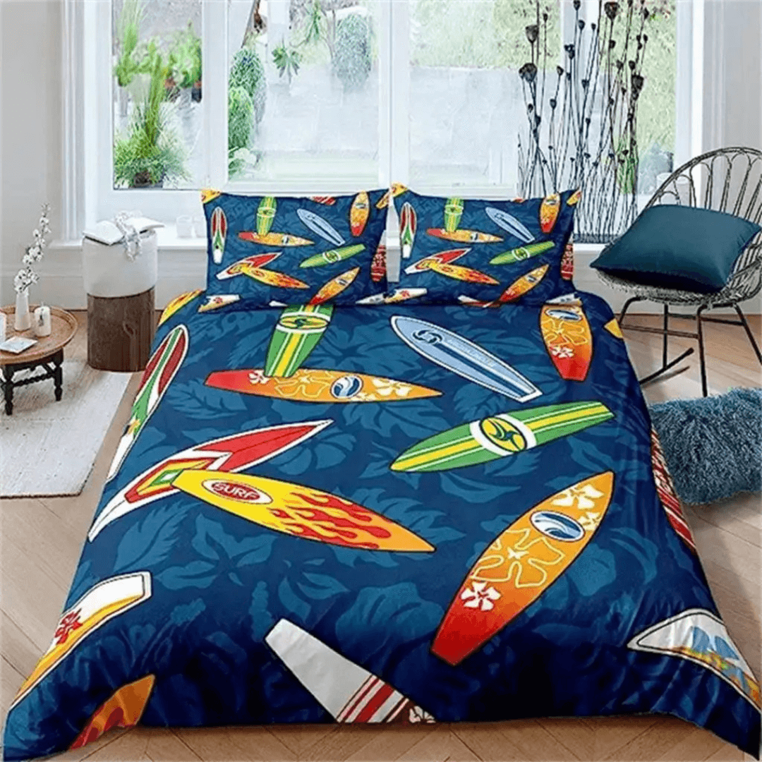 Surfboard ocean quilt cover queen size beach decor