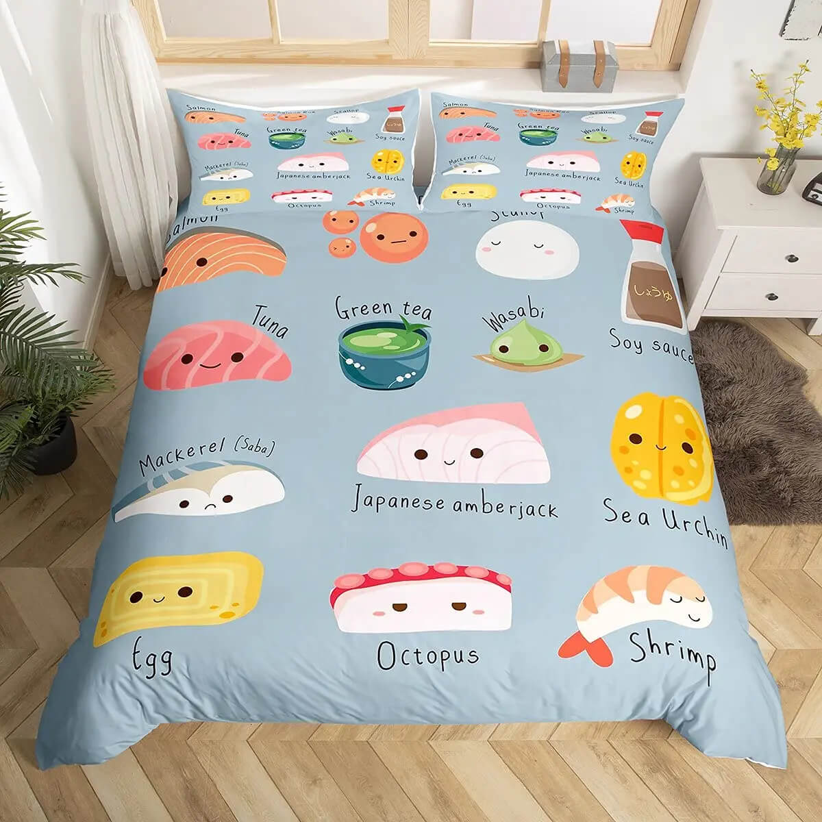 japanese sushi duvet cover