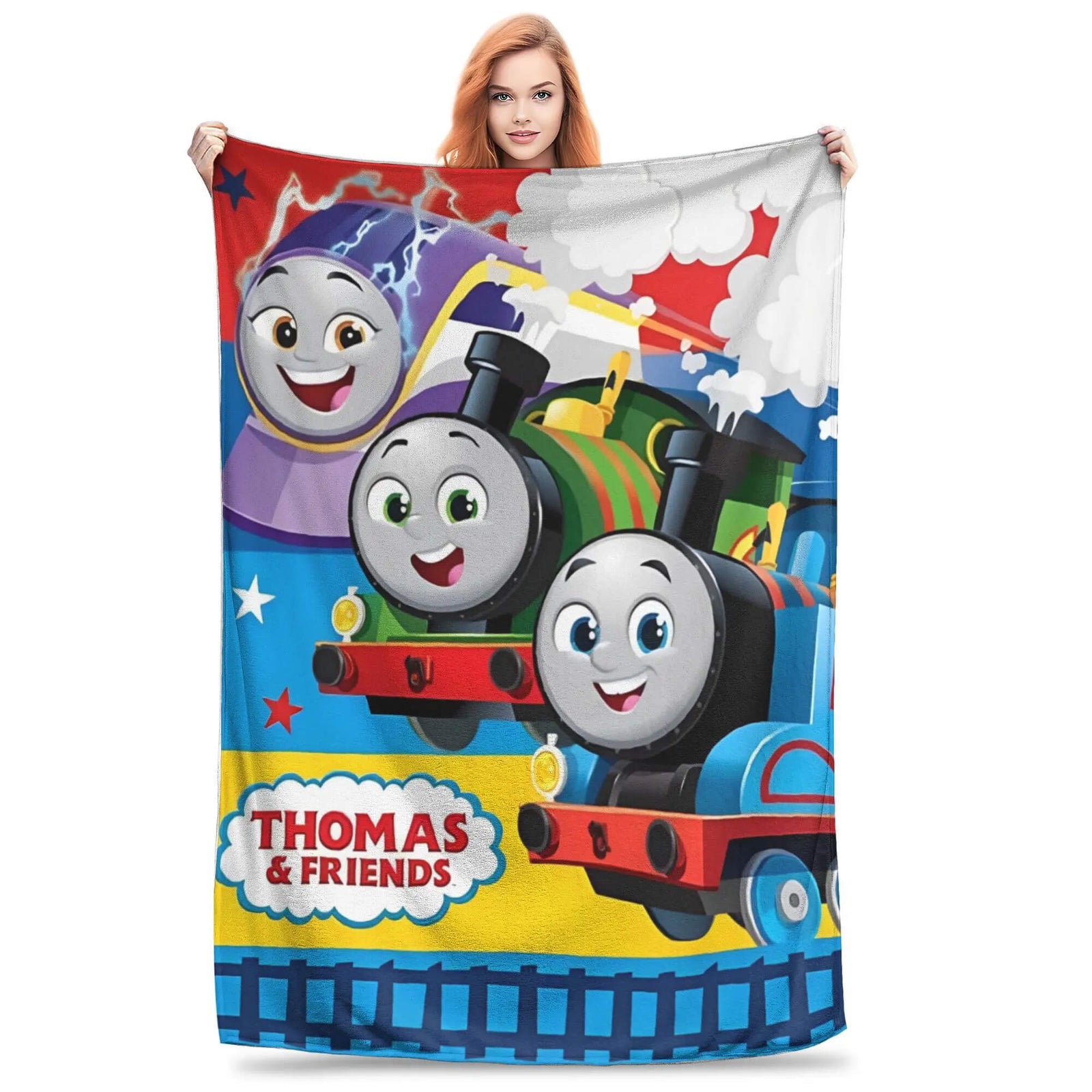 Super soft cartoon railway blanket with Thomas design