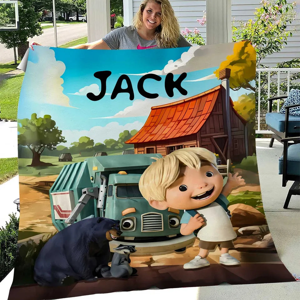 Trash Truck Fleece Blanket Trash Truck Blanket Trash Truck Birthday Gifts Fleece Blanket