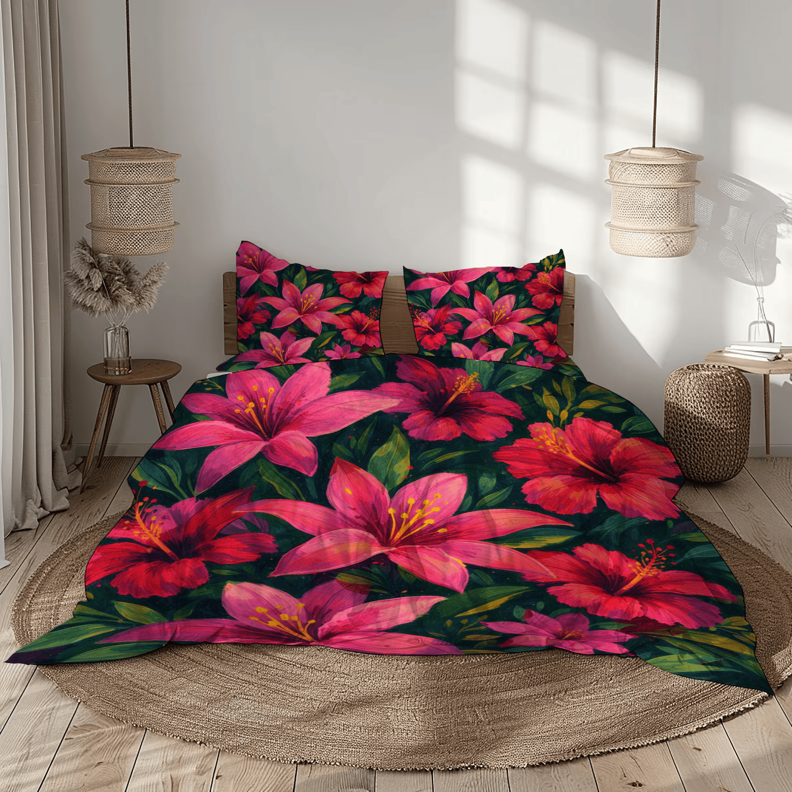 tropical floral bedding modern room