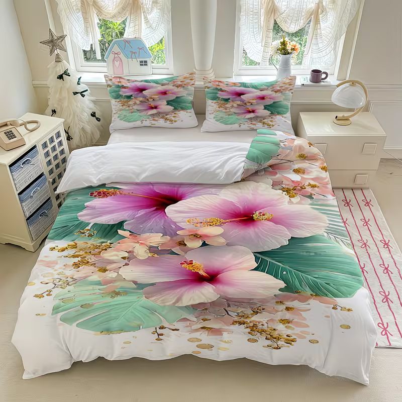 floral bedding tropical style