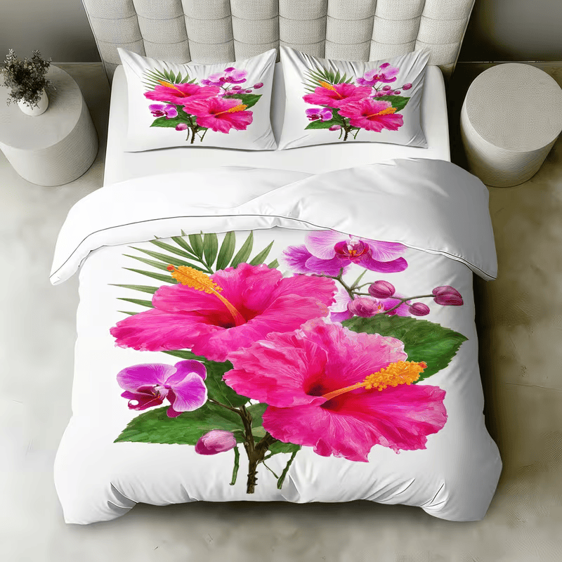 hibiscus bedding close up