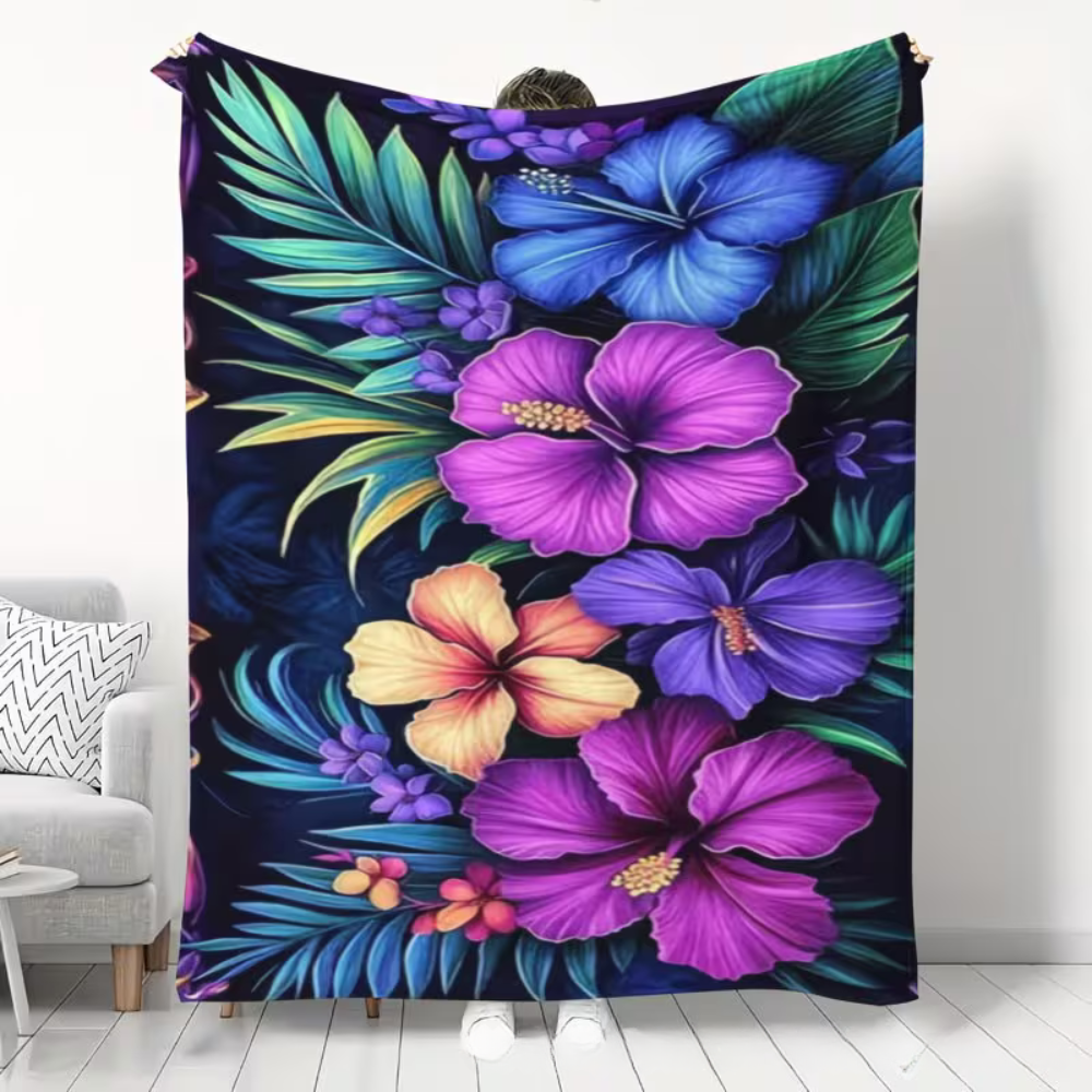 hibiscus blanket for couch and sofa