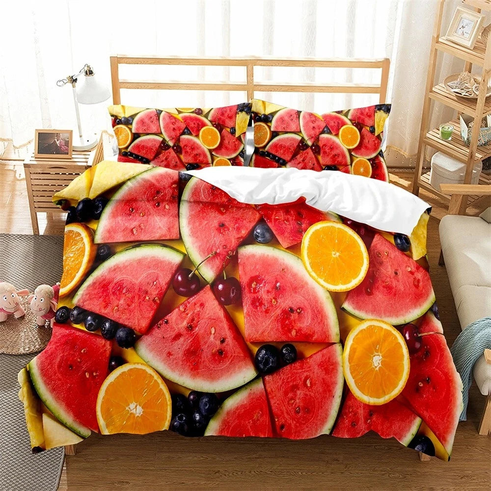fruit print quilt cover set