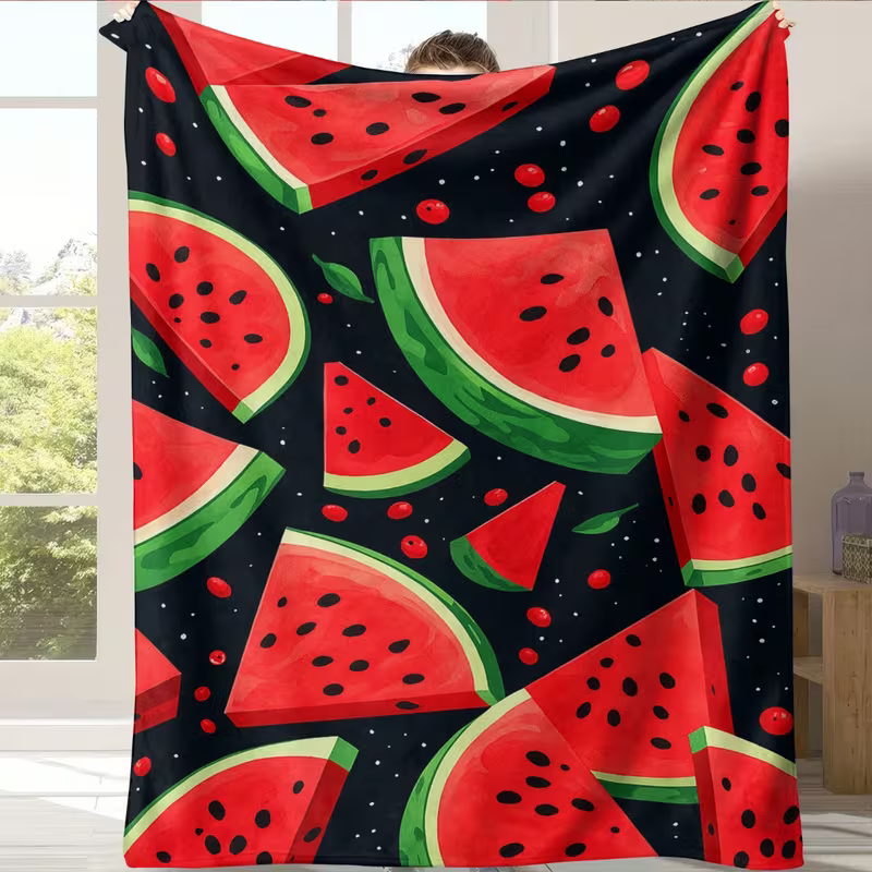 watermelon fruit throw blanket soft colorful flannel throw