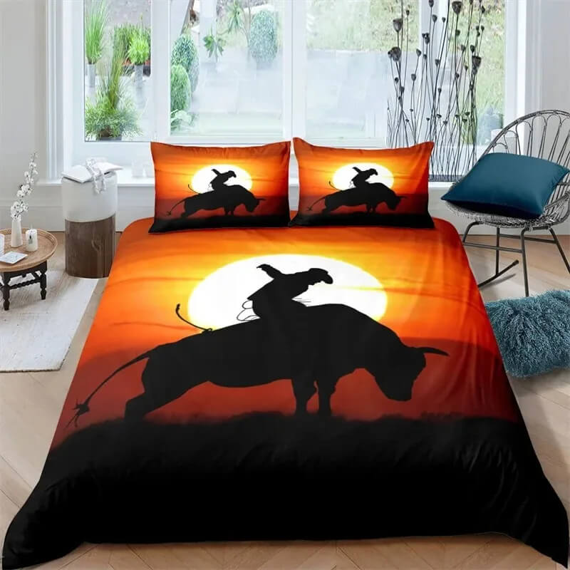 Rodeo bull riding bedding set