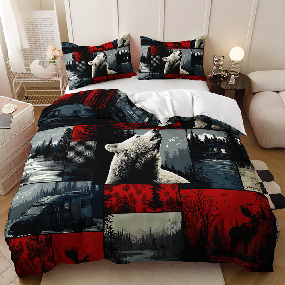 Forest wolf bear duvet cover for nature and wildlife lovers