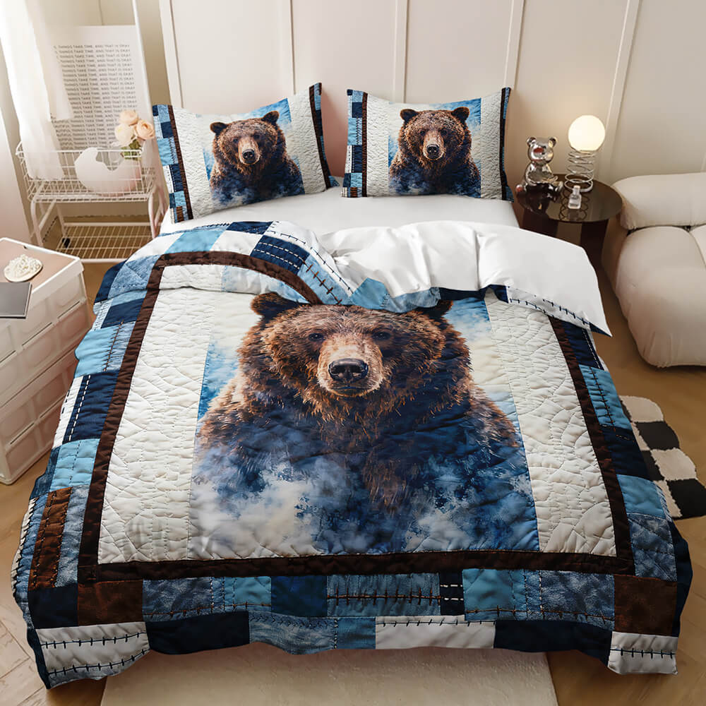 Bear duvet cover set with forest and nature design