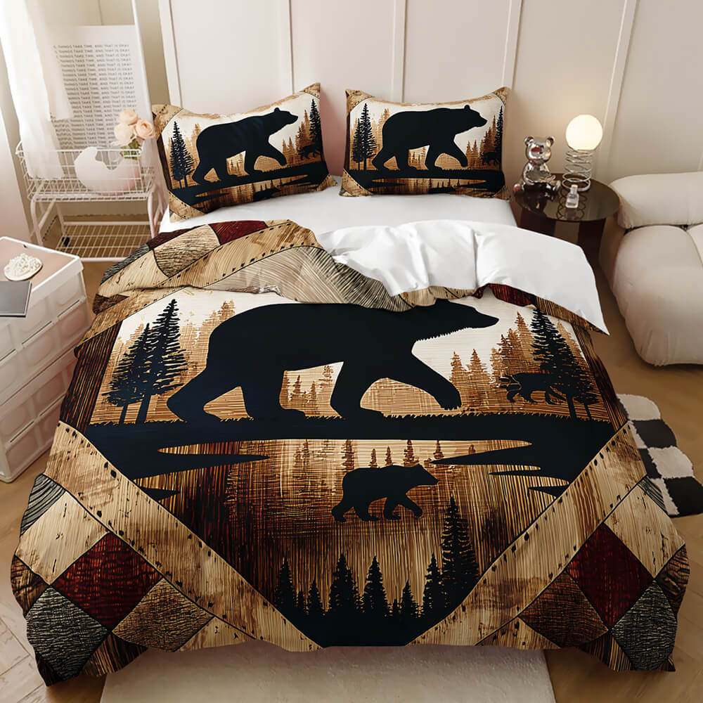 Nature inspired bear duvet cover set