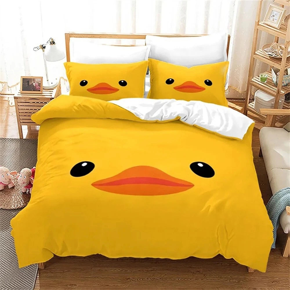 yellow duck doona cover