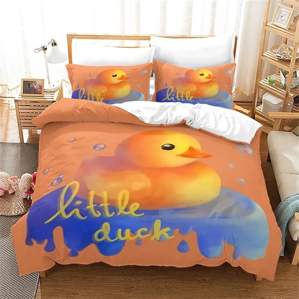 yellow duck bedding close up