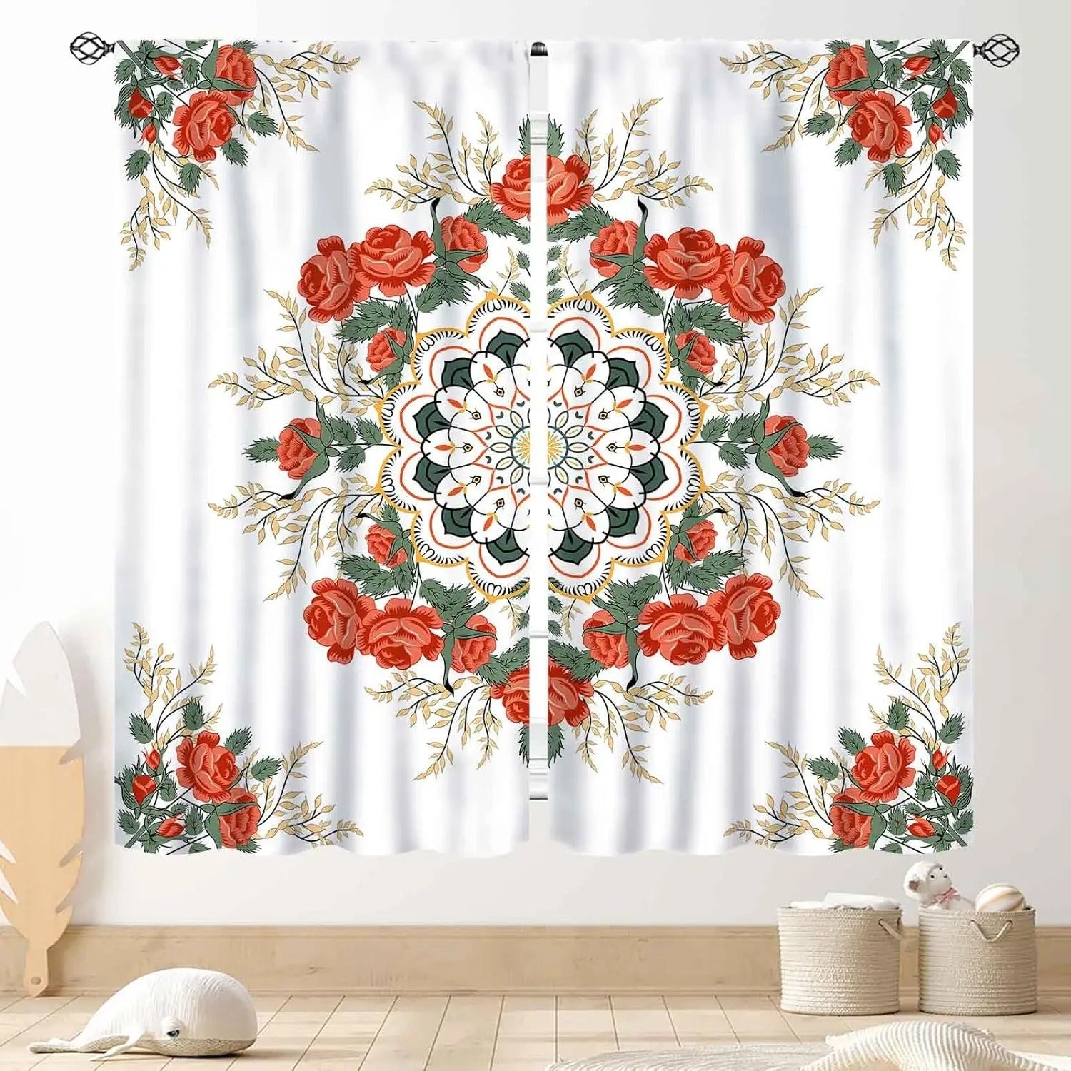 Boho mandala home décor curtains for bedroom, balcony, or creative studio.