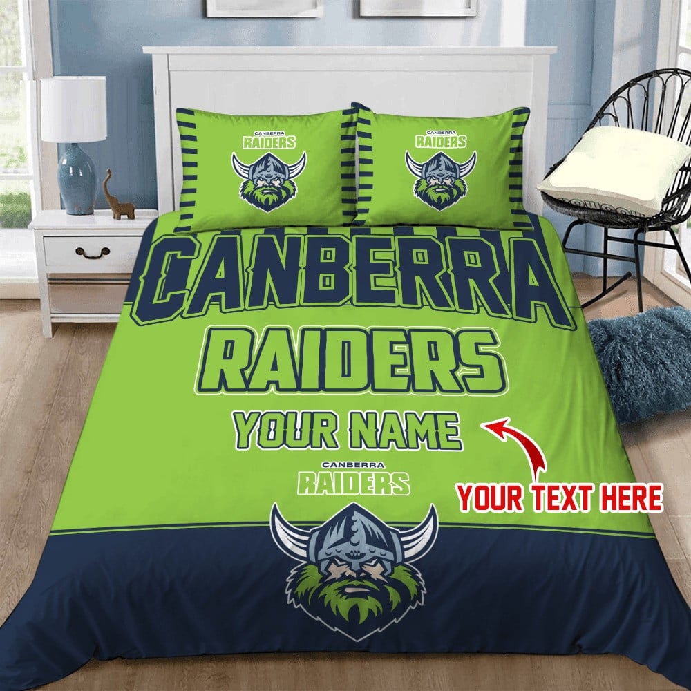Custom Rugby Bedding Set – Canberra Raiders Doona Quilt Duvet Cover & Pillow Cases, NRL Rugby League Bedding for Kids, Teens & Adults Bedroom Decor