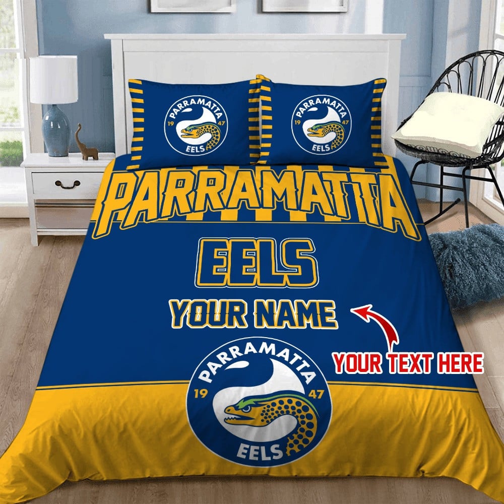 Custom Rugby Bedding Set – Parramatta Eels Doona Quilt Duvet Cover & Pillow Cases for Rugby League Fans Bedroom Decor