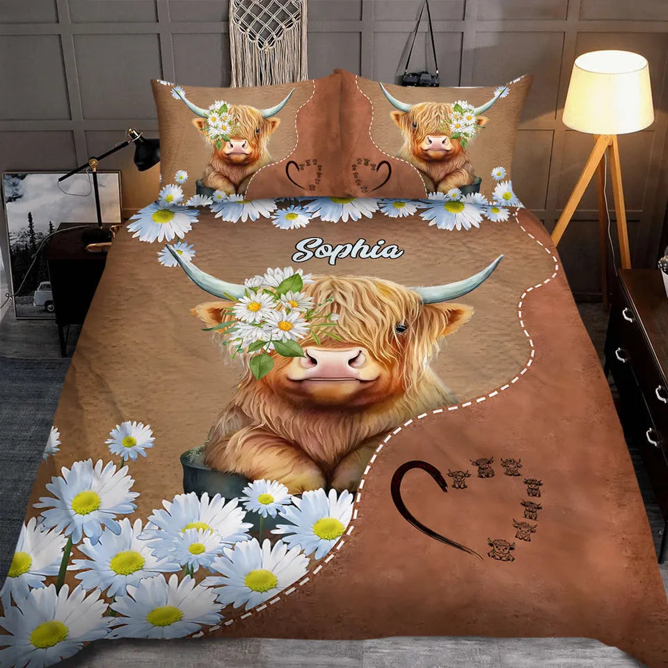 custom highland cow quilt cover