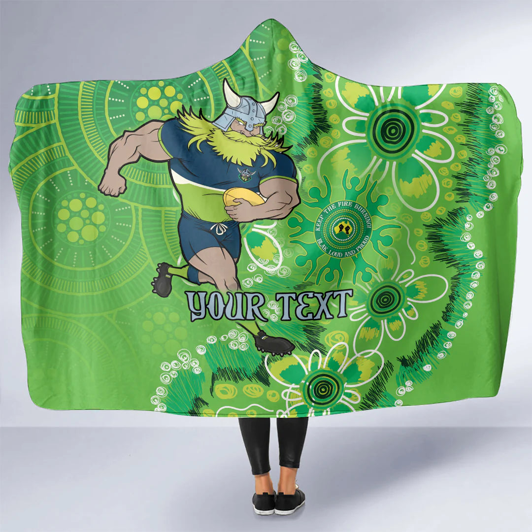 Personalised Canberra Raiders NAIDOC Week 2025 Hooded Blanket Indigenous NRL Supporter Gift