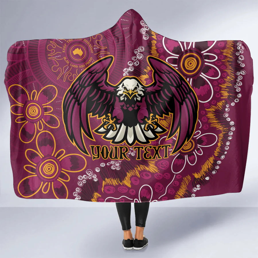 Personalised Sea Eagles NAIDOC Week 2025 Rugby Hooded Blanket – Indigenous Fire Sparks Design, NRL Supporter Cozy Hooded Throw, Custom Rugby Fan Blanket & Unique Gift