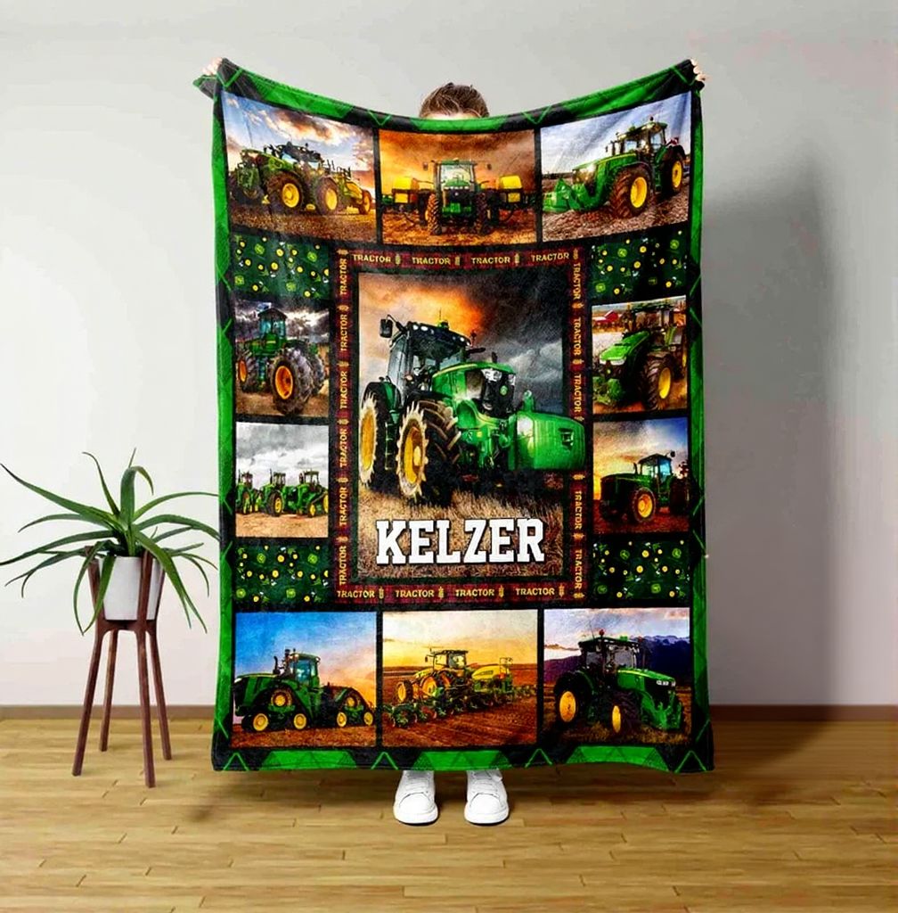 personalised tractor blanket