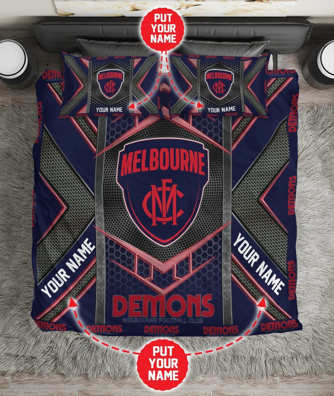 Personalized Melbourne Demons quilt cover bedding set Australia custom name