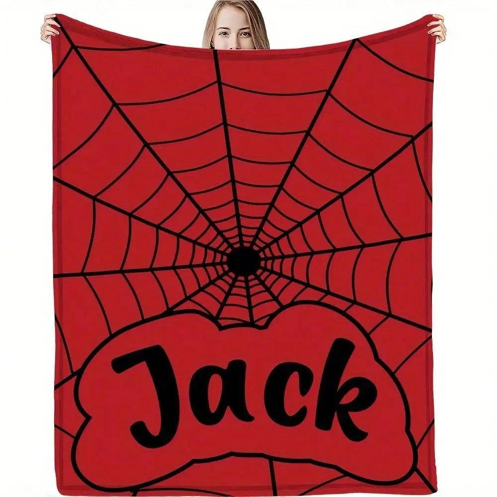 Personalized Spider Web blanket with custom name, soft and cozy kids throw for bedroom décor and home decoration