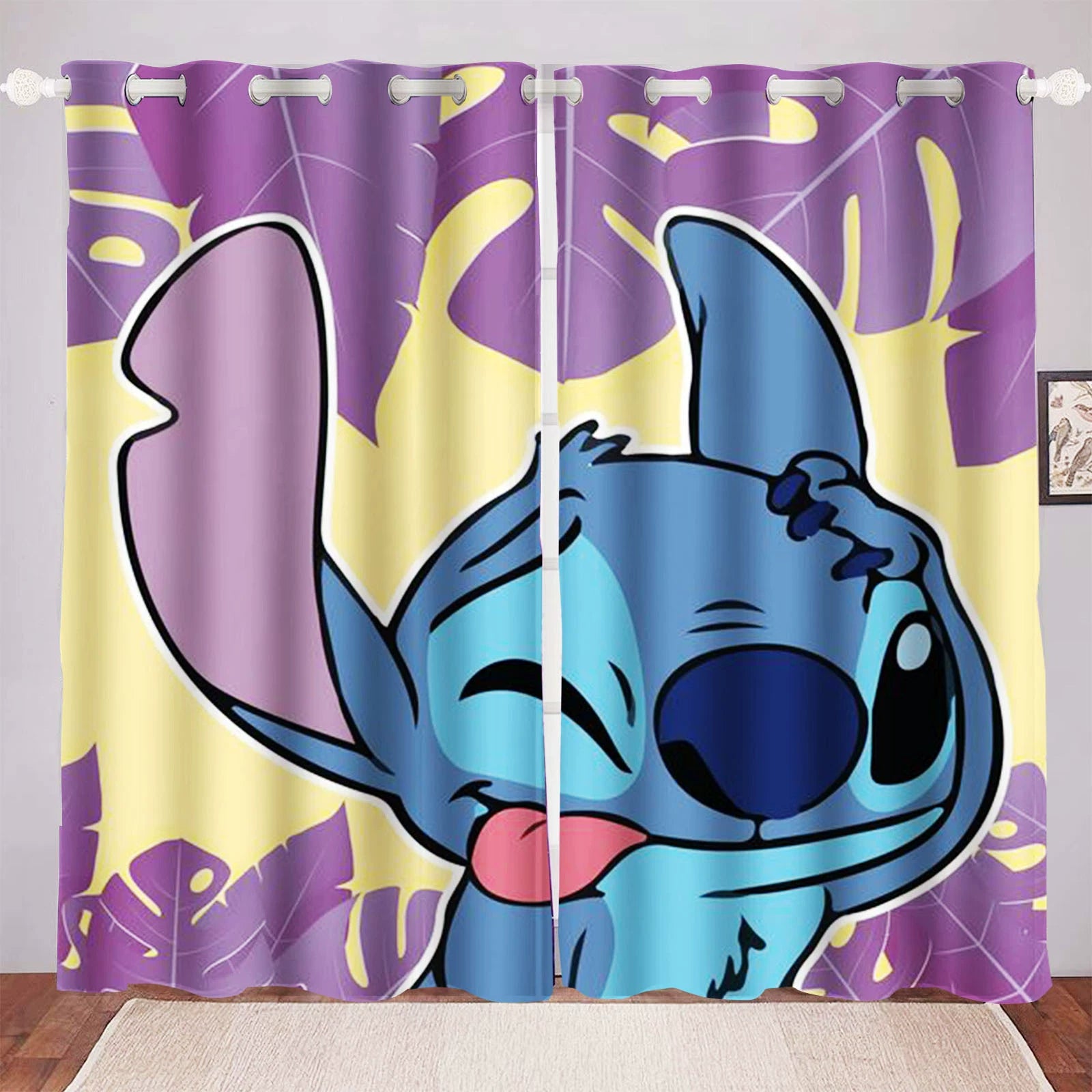 Stitch cartoon blackout curtain perfect for kids room window décor