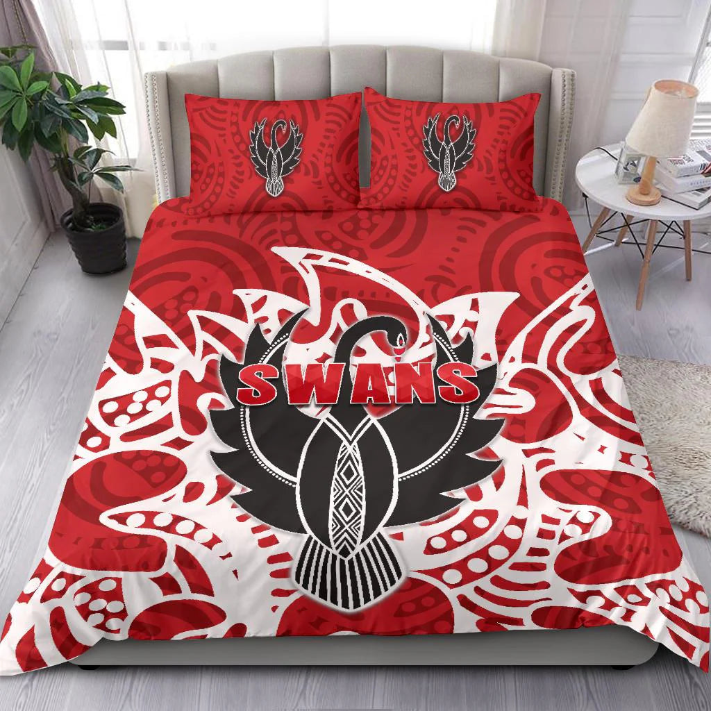 Sydney Swans AFL quilt cover in vibrant team colours for footy fans