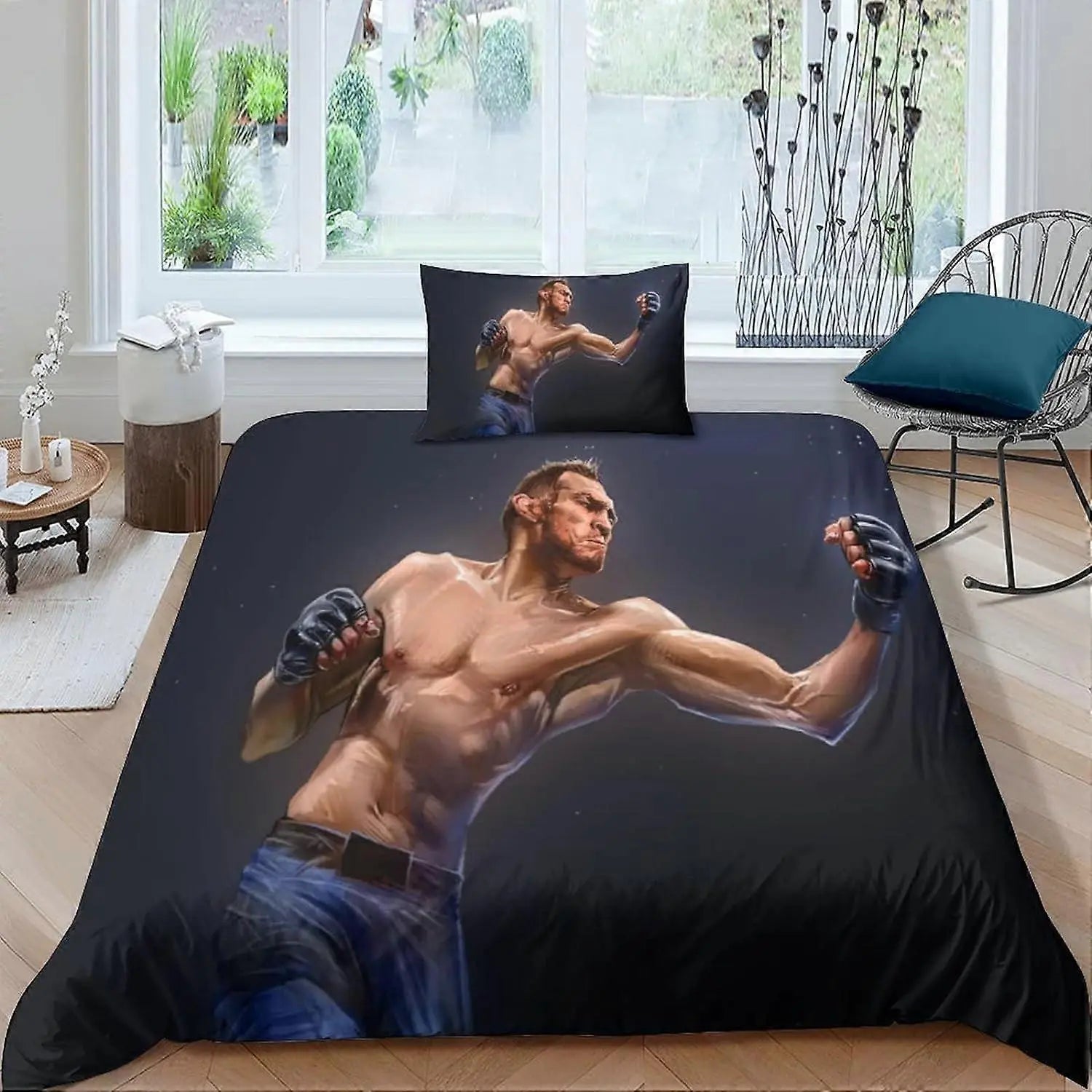 Tony Ferguson MMA fighter themed duvet cover with bold fight-inspired graphics and vibrant design for UFC fans’ bedroom decor