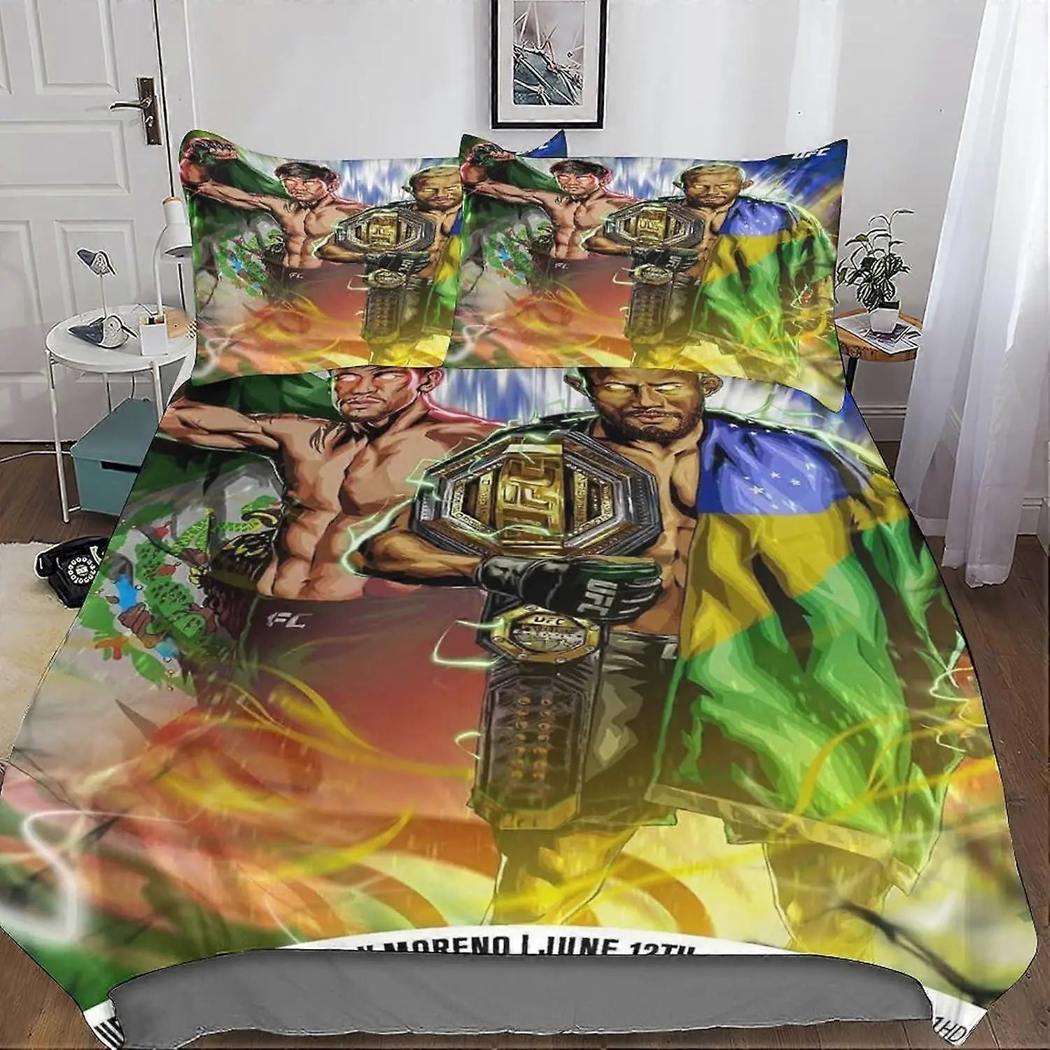 UFC MMA Sports Doona Cover – Fighter Bedding Set with Pillowcase for Combat Sports Fans Bedroom Decor