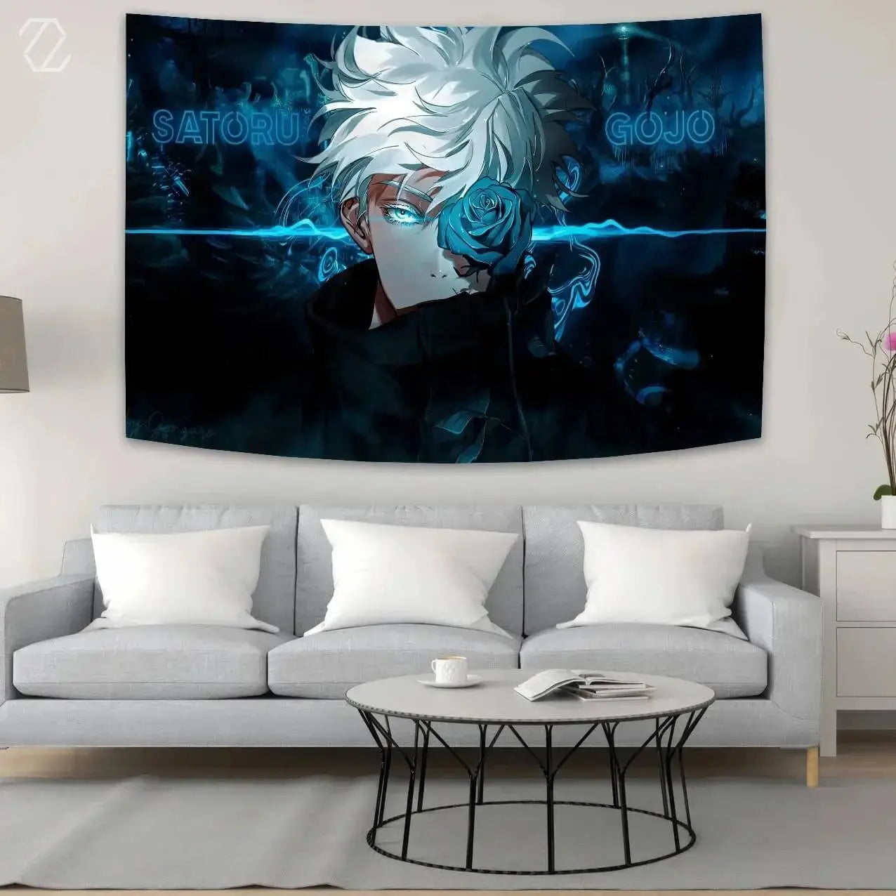 Anime wall tapestry with bold, colorful digital print for bedroom decor
