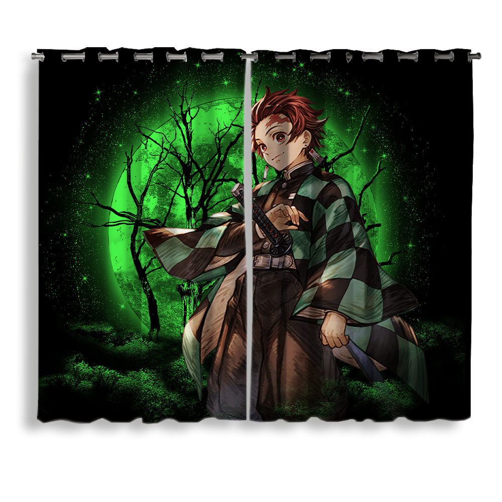 Anime window curtains blackout drapes bedroom decor – kawaii Japanese anime style window panels for kids room, gaming setup, otaku home, cute aesthetic living room