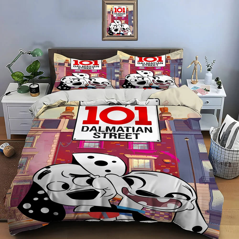 Cute dog lovers bedding set with 101 Dalmatians design