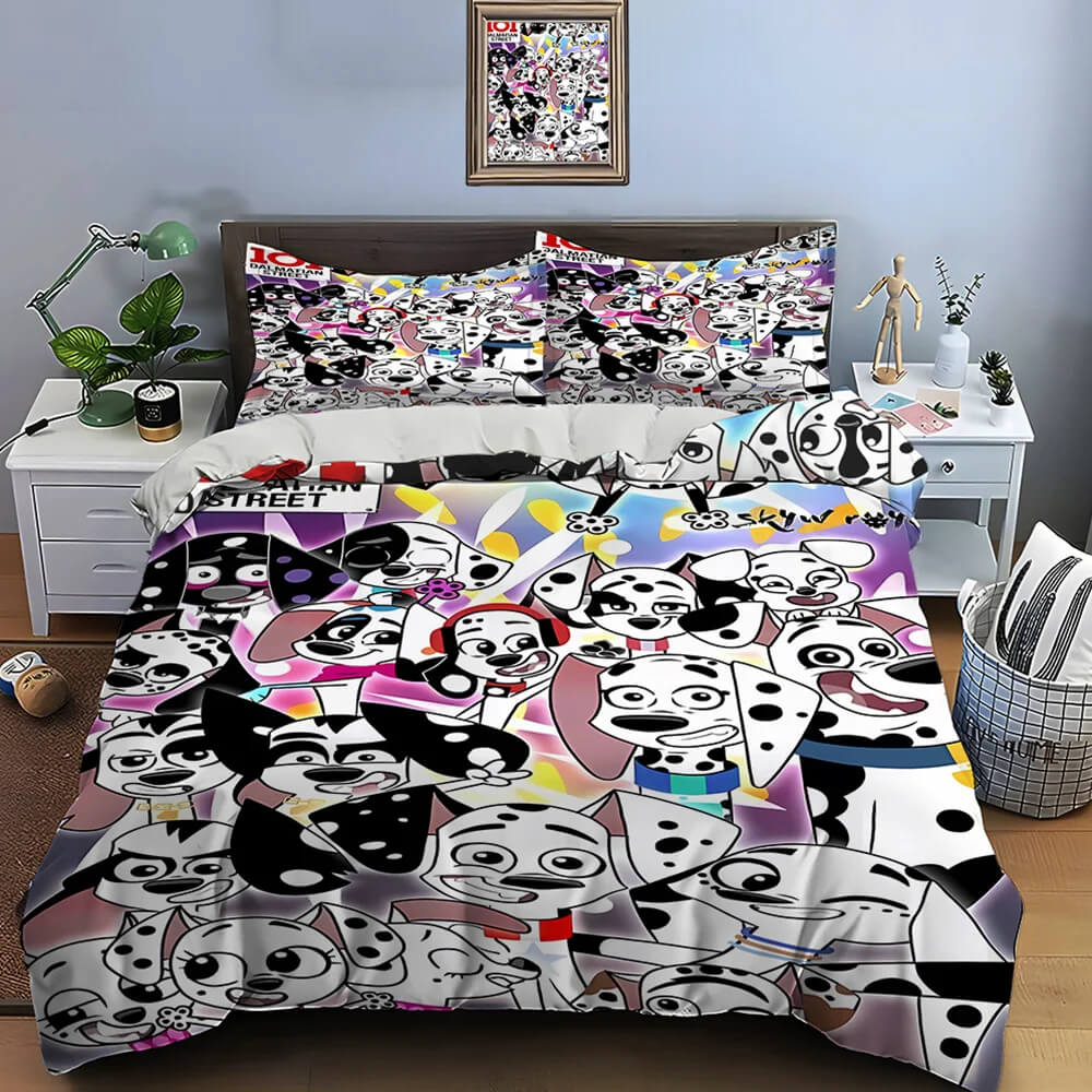 Disney duvet cover set in black and white dalmatian pattern