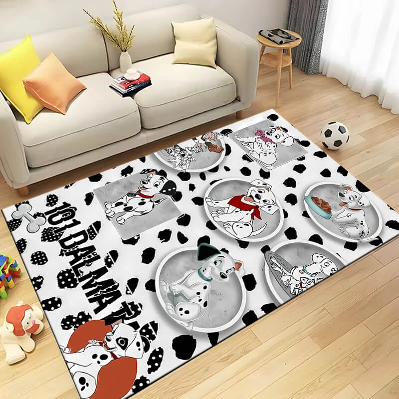 Cute cartoon Dalmatian Rolly puppy rug for kids room