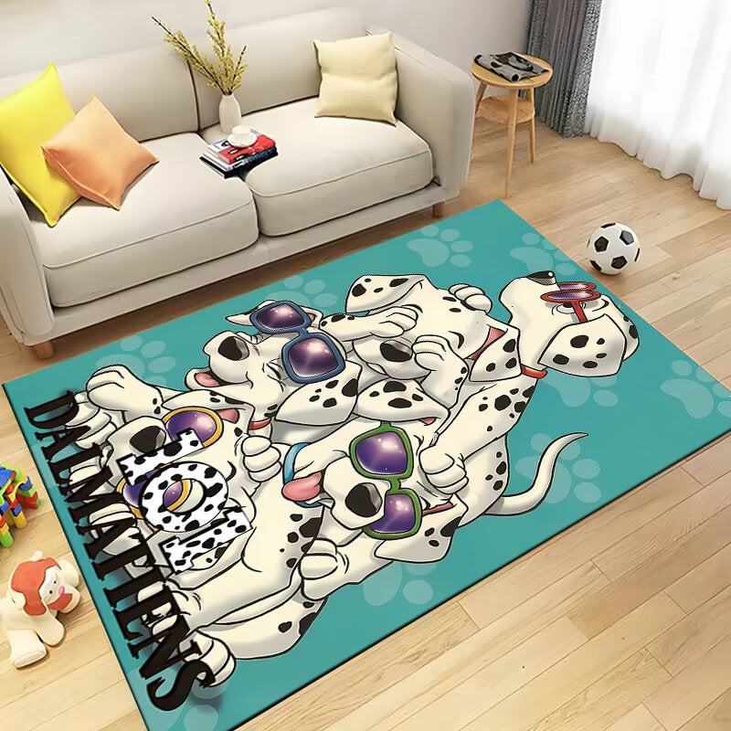 Disney themed rug with cartoon Dalmatian Dog Barks puppies