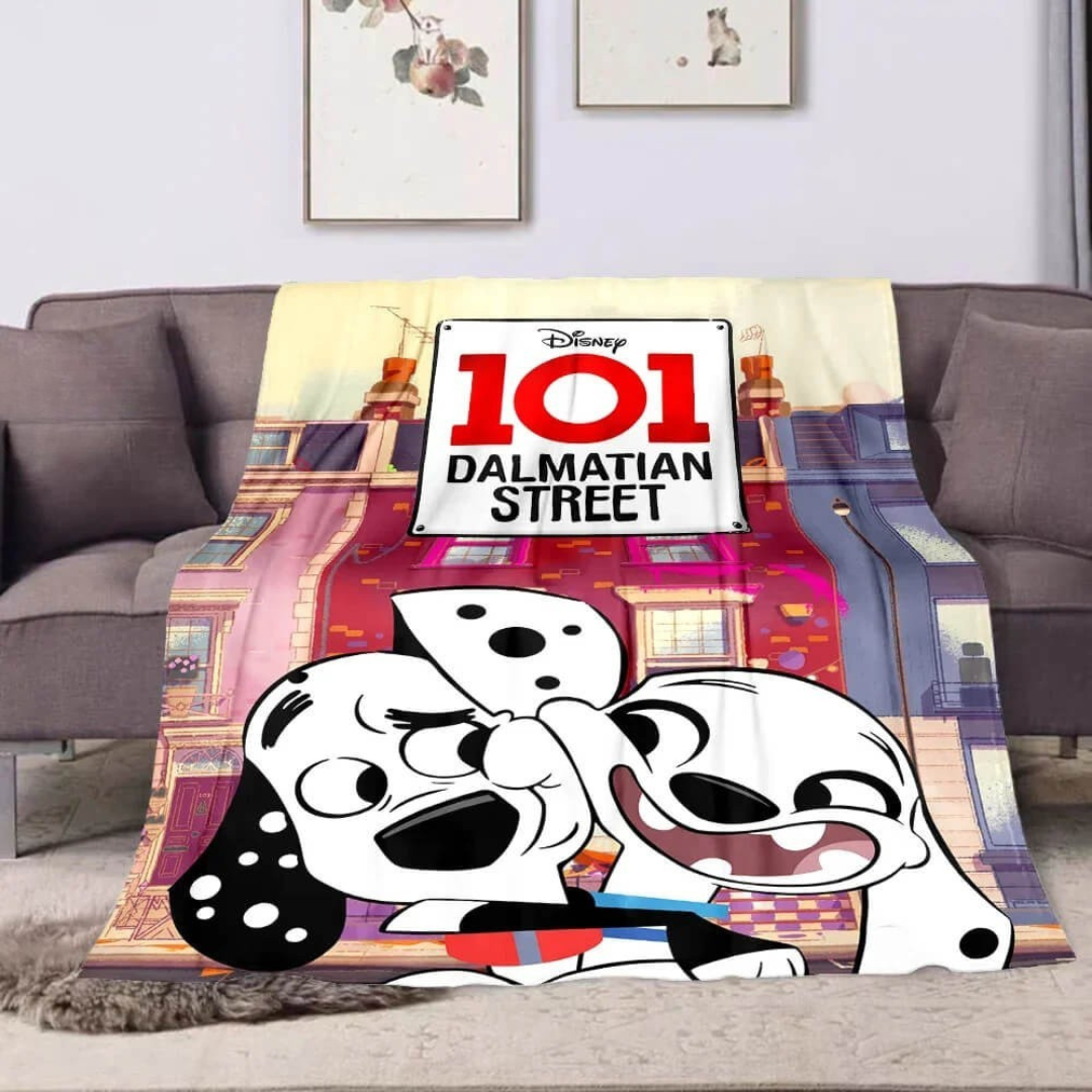 Cozy bedroom throw blanket with 101 Dalmatians print