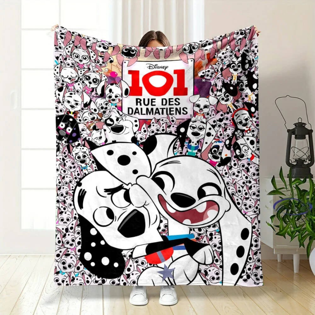 Warm and cozy 101 Dalmatians fleece blanket for couch
