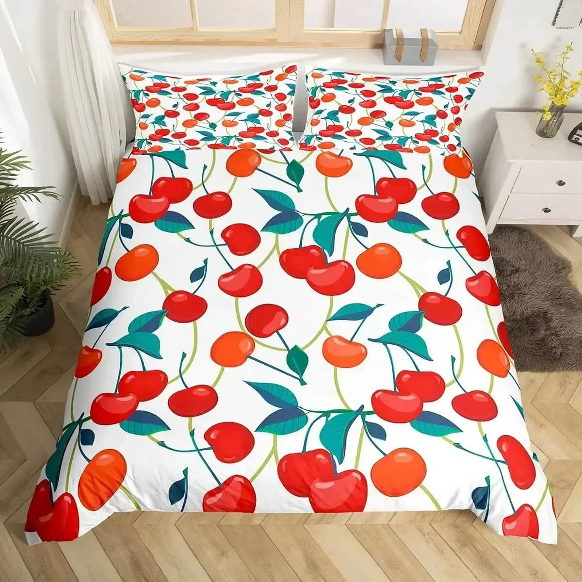 3D Red Pitaya Dragon Fruit Duvet Cover Set – Tropical Fruit Bedding For Kids Teens & Adults