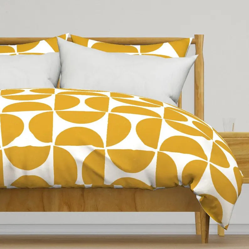 1960s Mid Century Modern Geometric Duvet Cove
