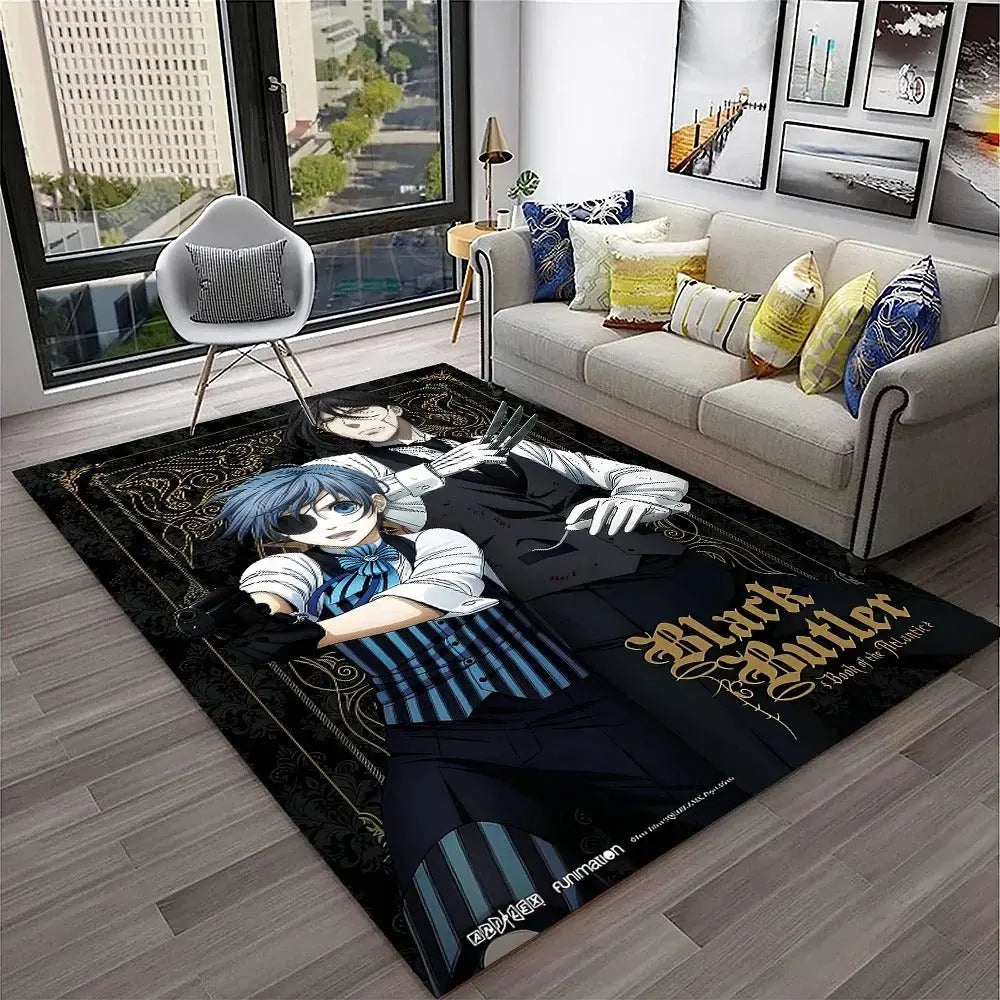 Soft cartoon anime floor rug for bedroom, ideal for kids and adults