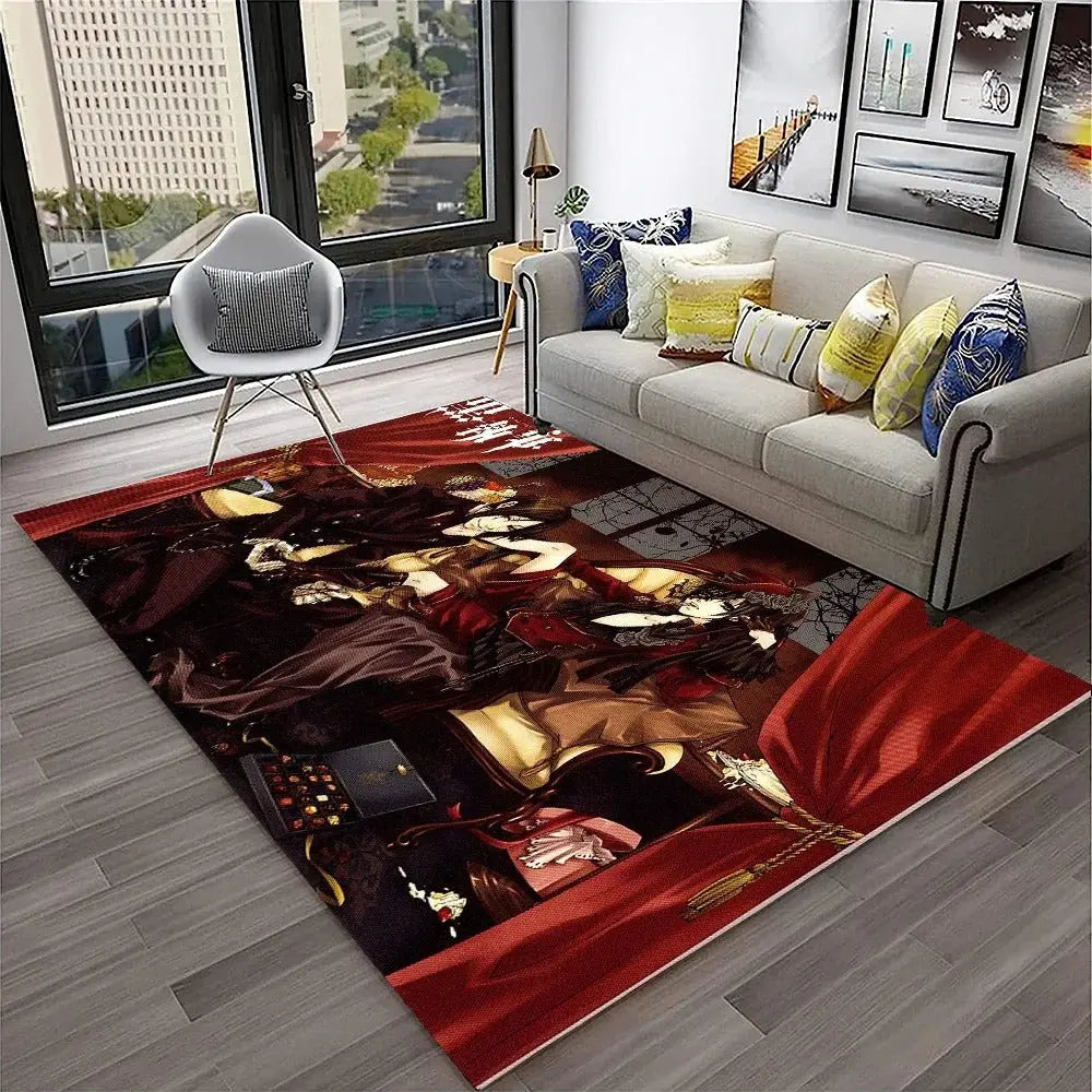 Non-slip anime floor mat for kids playroom and indoor games