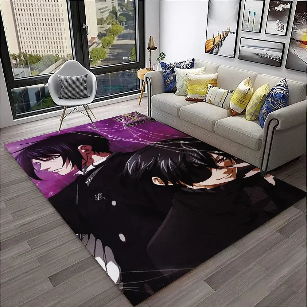 Anime-themed area rug doormat with anti-slip base