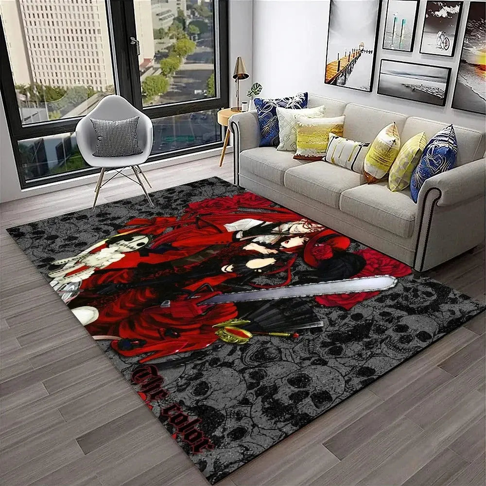 Non-slip floor carpet with anime print for kids bedroom